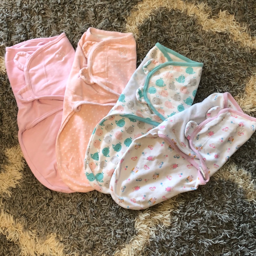 LOT OF 4!! Baby Girl Swaddles Size Sm/Med!!!